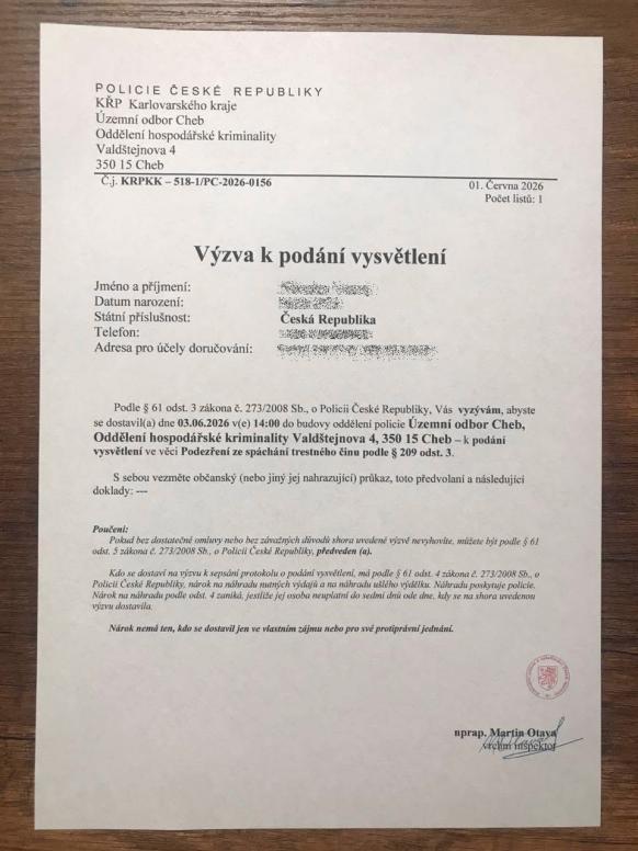 Výzva k&nbsp;podání vysvětlení